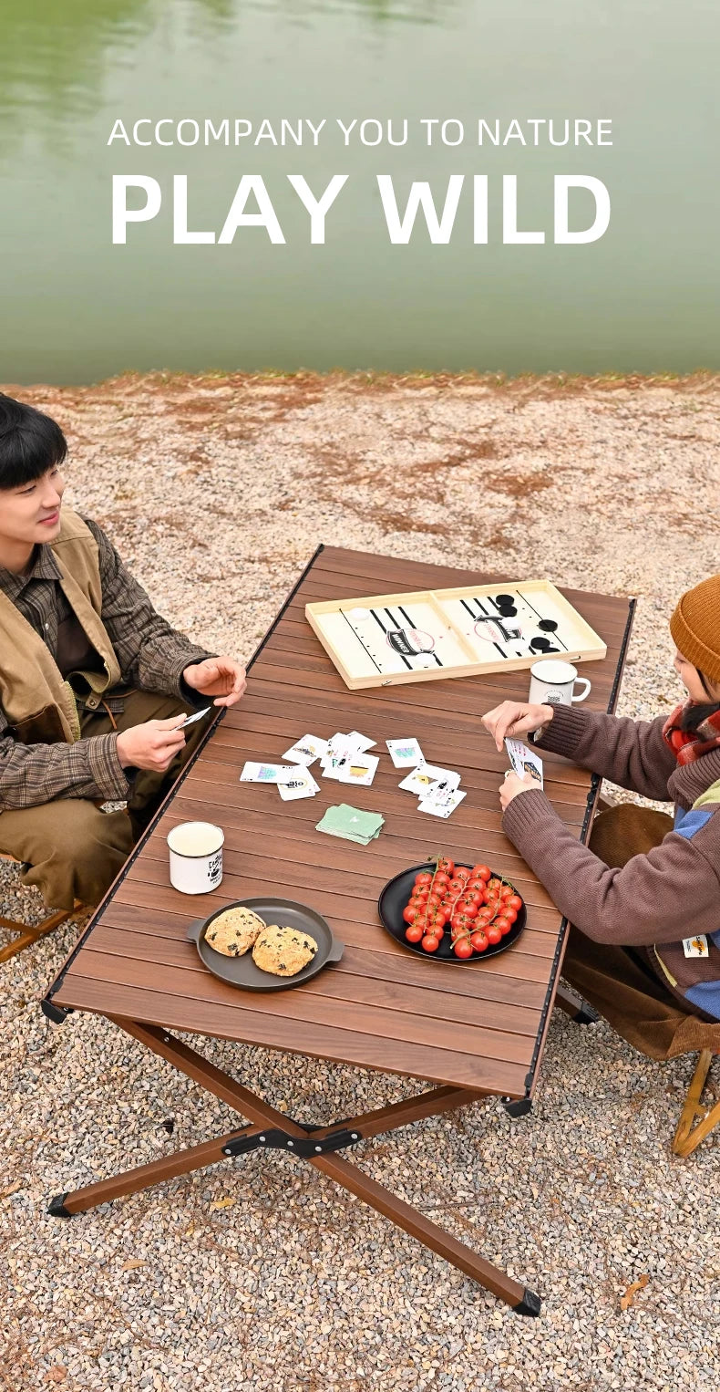 Outdoor Camping Folding multifunctional IGT Wood table Gas Stove Portable lightweight Camp BBQ Grill Table Picnic table