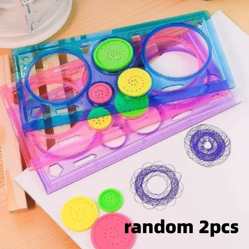 Funny Spirograph Drawing Toys Set Montessori Education Geometric Ruler Toys Drawing Accessories Creative Educational Kids Toy