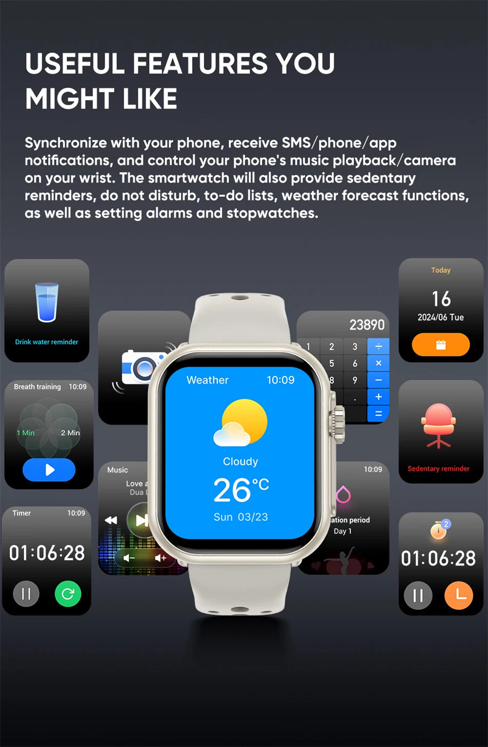 2025 New For Huawei Xiaomi Smart Watch Men Women 1.85-Inch HD AMOLED Full Touch Screen IP68 Waterproof Bluetooth Call SmartWatch