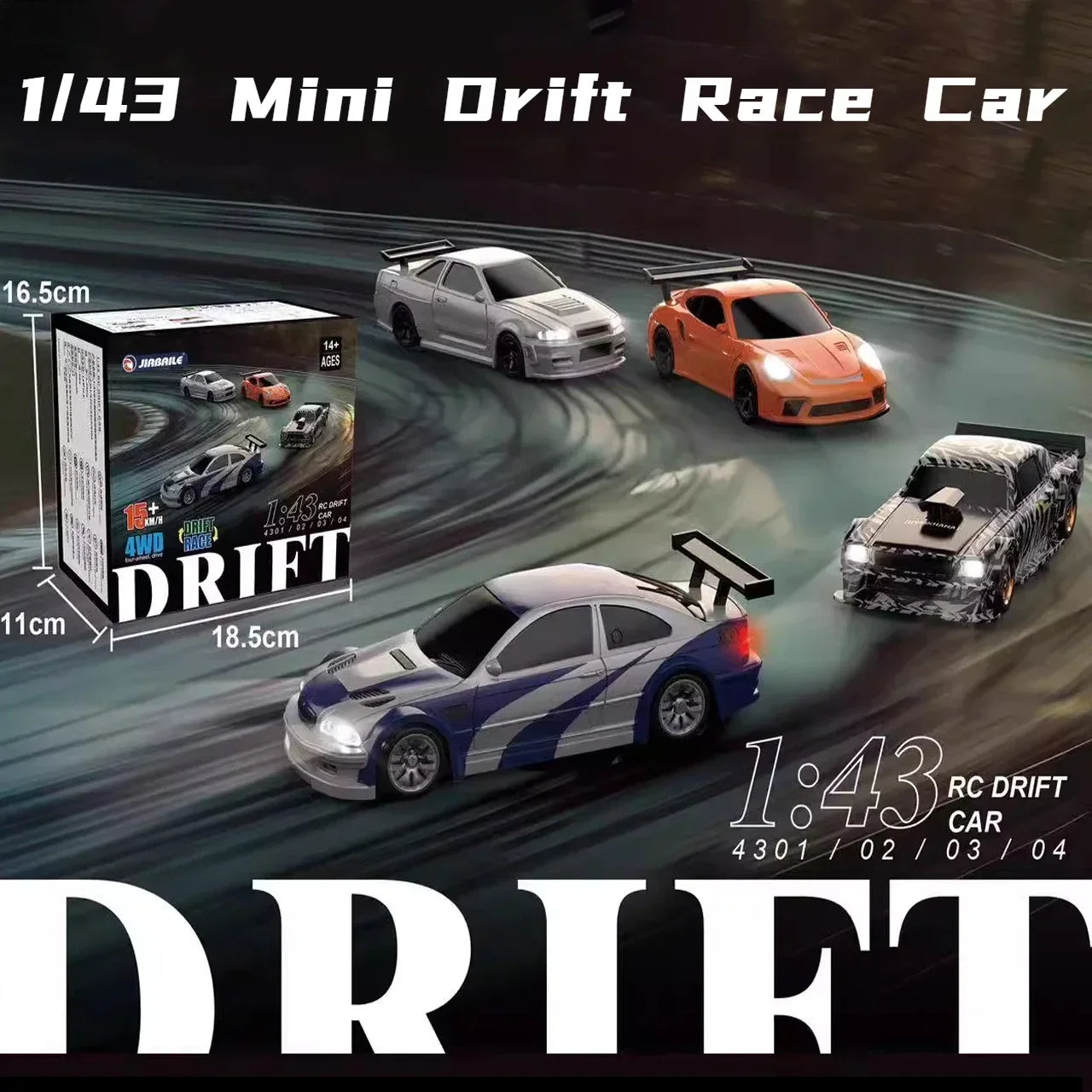 2.4G RC Drift Car 1/43 4WD Remote Control Car High Speed Four Wheel Drive Radio Controlled Mini Racing Car Model Boys Toys Gifts
