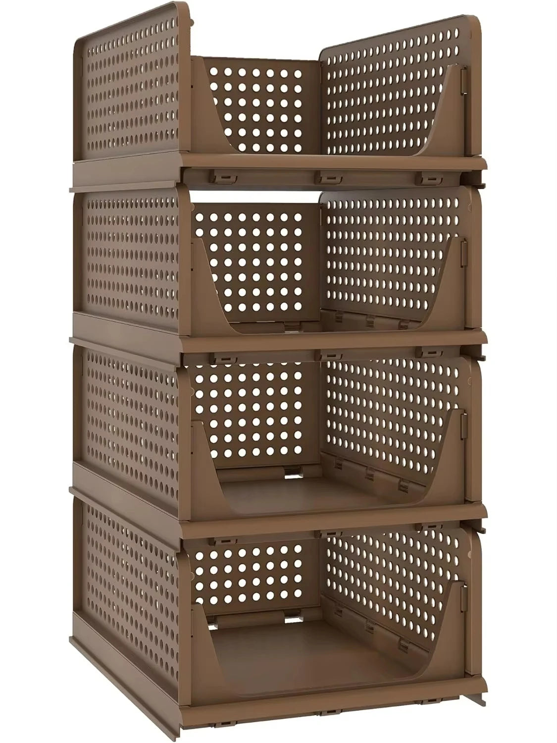 6 Pack Folding Closet Organizers Storage Box, Stackable Plastic Storage Basket, Closet Organizers and Storage Drawer Shelf Stora