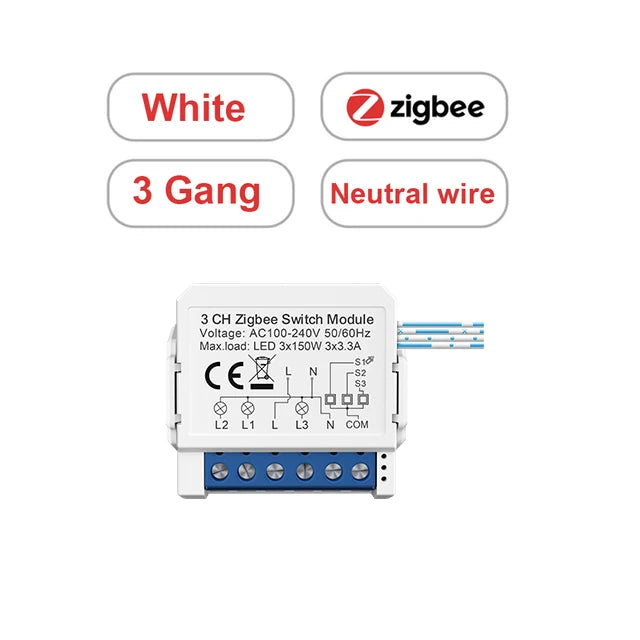 AVATTO Tuya WiFi Zigbee Smart Light Switch Module，Neutral Wire/No Neutral Wire Control DIY Breaker Work For Alexa, Google Home