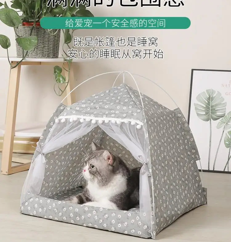 Cat Tent Bed Pet Cat House Closed Cozy Puppy Cage with Floors Pet Dog House Calming Cat Beds Puppy Kennel Tents Pet Supplies