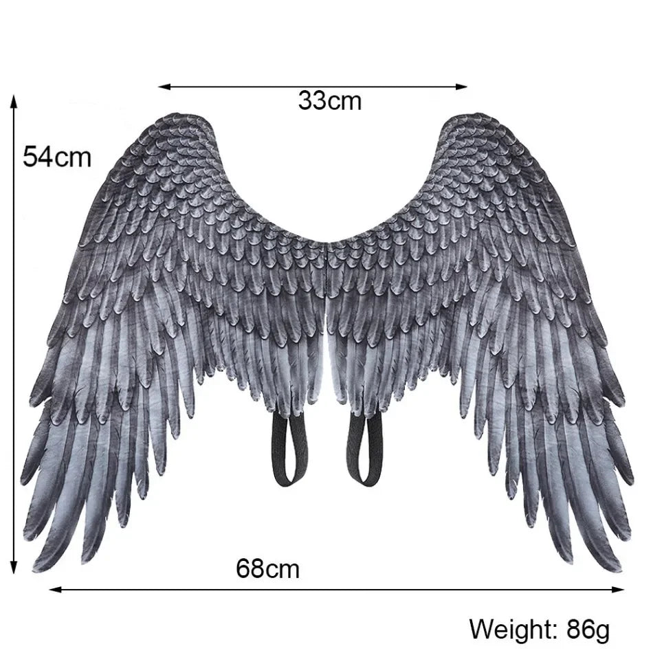 Halloween 3D Angel Wings Costume With Elastic Straps Halloween Party Mardi Gras Feather Wing Adult Kids Evil Cosplay Accessories