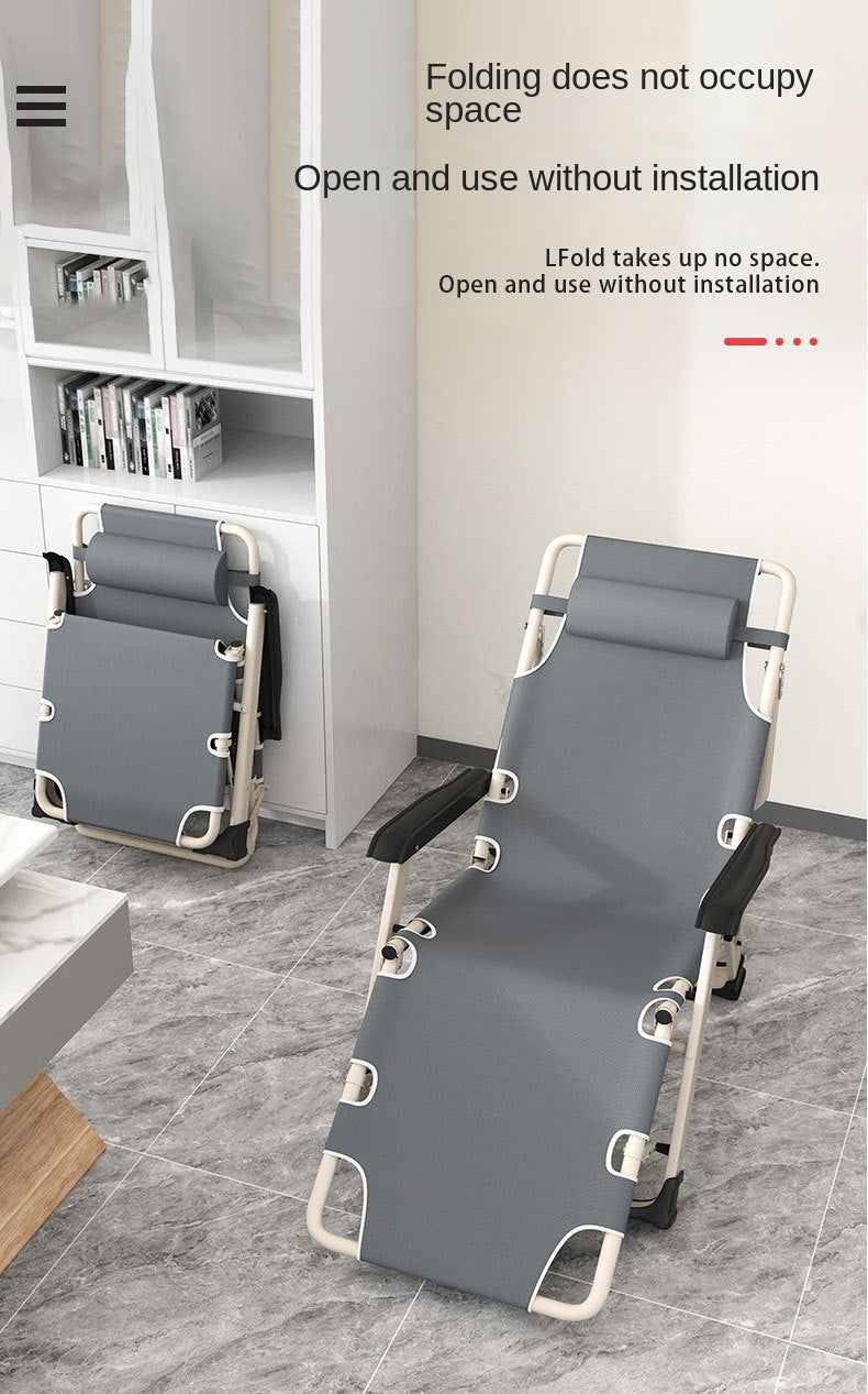 UVR Recliner Foldable Outdoor Beach Chair Office Lunch Chair Home Computer Chair Backrest Chair Adjustable Balcony Armchair Bed