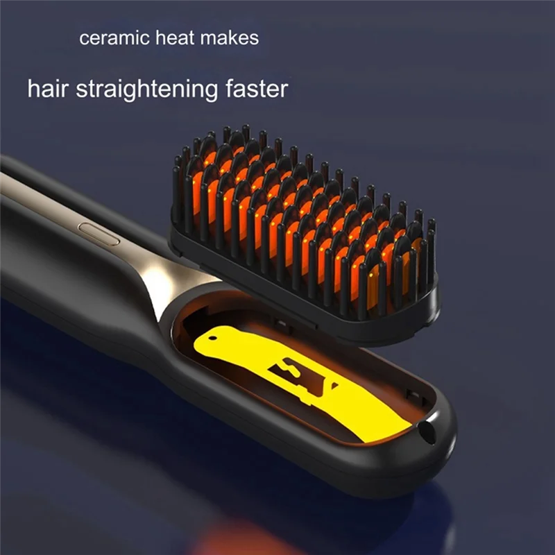 FZFZ Cordless Hair Straightener Hot Heating Comb Professional Electric Brush For Hair Smoothing Iron Negative  Hair Care