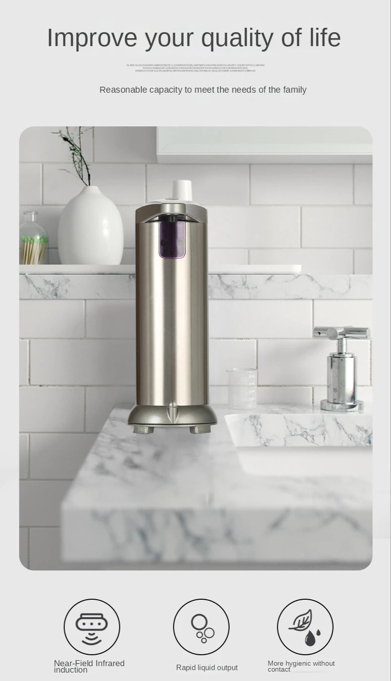 Automatic Sensing Soap Dispenser 250L/8.5oz Touchless Foam Washing Machine with Ultra-Sensitive Infrared Sensor Waterproof Base