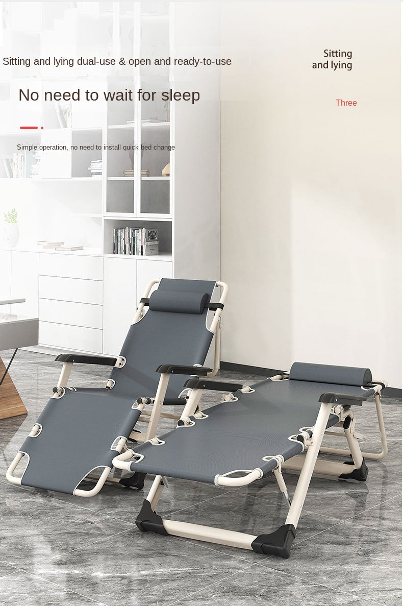 UVR Recliner Foldable Outdoor Beach Chair Office Lunch Chair Home Computer Chair Backrest Chair Adjustable Balcony Armchair Bed