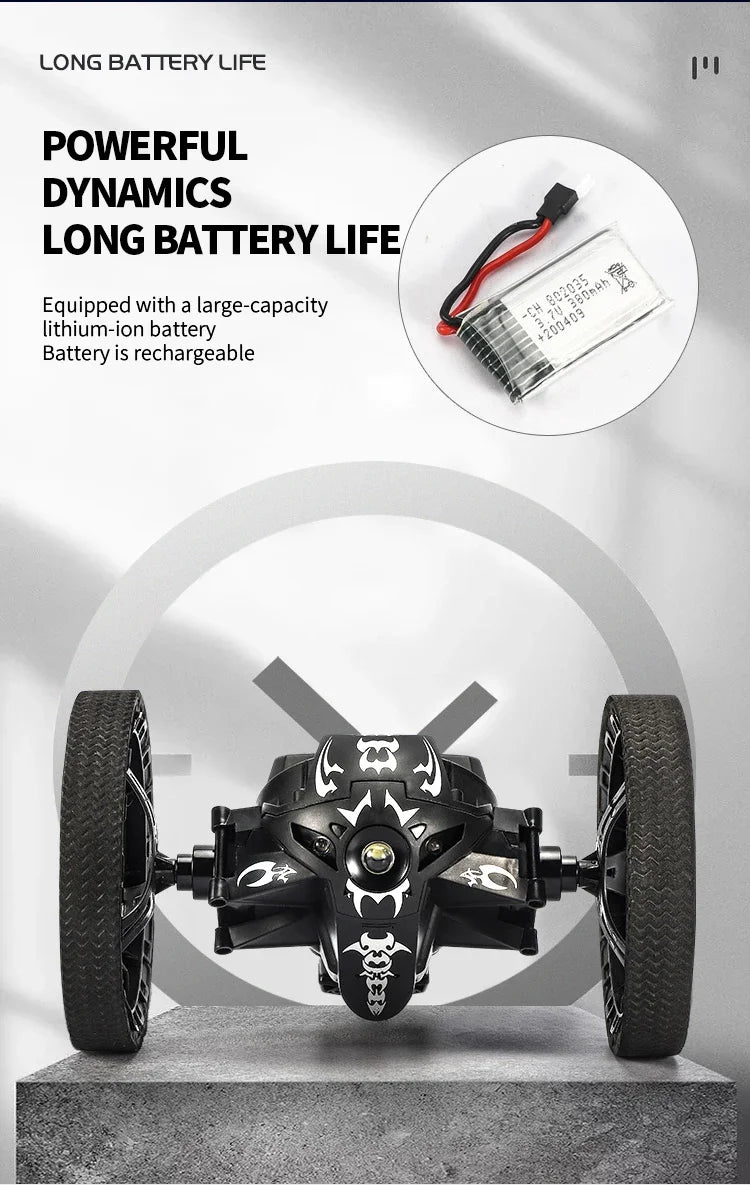 RC Stunt Car With Wifi Hd Camera Bounce Car Flexible Wheels Rotation Led Light Remote Control Jumping Vehicle Toy Gift Q207