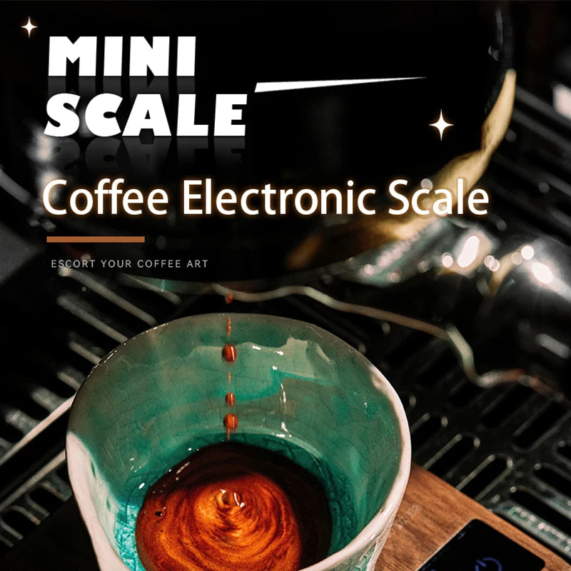 MUVNA Mini Digital Wood scale, Professional Electronic Coffee Scale for Espresso/Hand Drip Coffee 0.1g of high-precision, 2kg