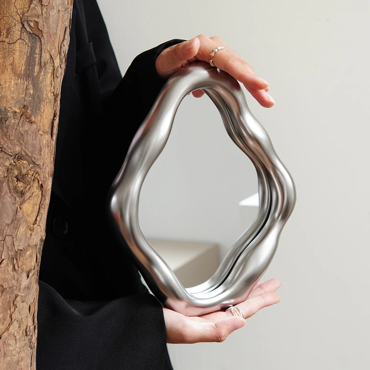 Irregular vintage dresser mirror high color French makeup mirror bedroom desktop decorative ornaments