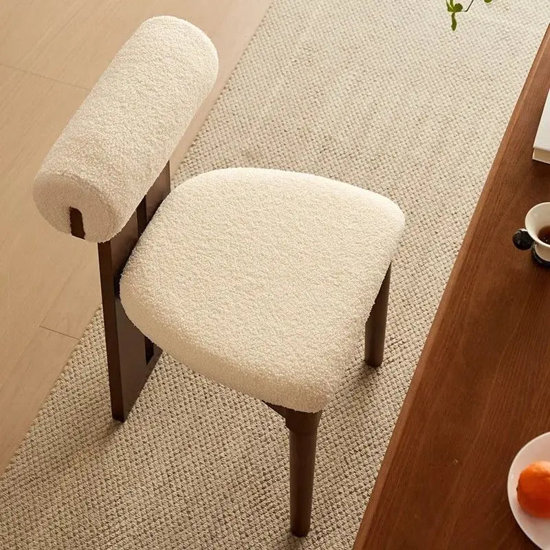Nordic French Vintage Solid Wood Dining Chair - Mid-Century Retro Backrest Hippo Chair for Home, Living Room & Vanity