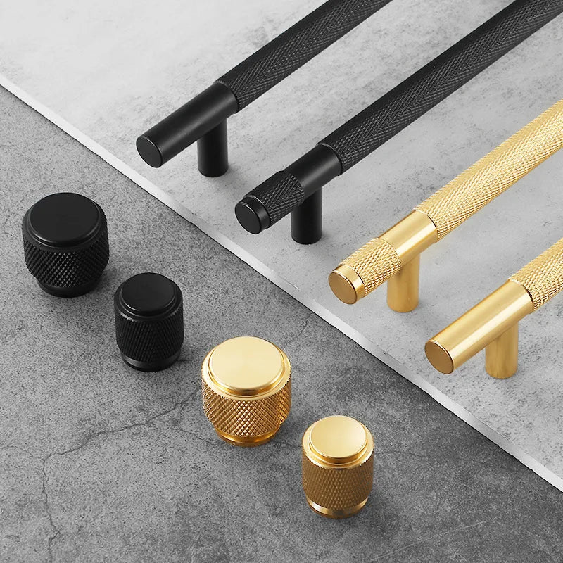 Black Gold Knurled Kitchen Cupboard Cabinet Storage Handles Closet T Bar Wardrobe Door Pulls Door Knobs Home Furniture Handles