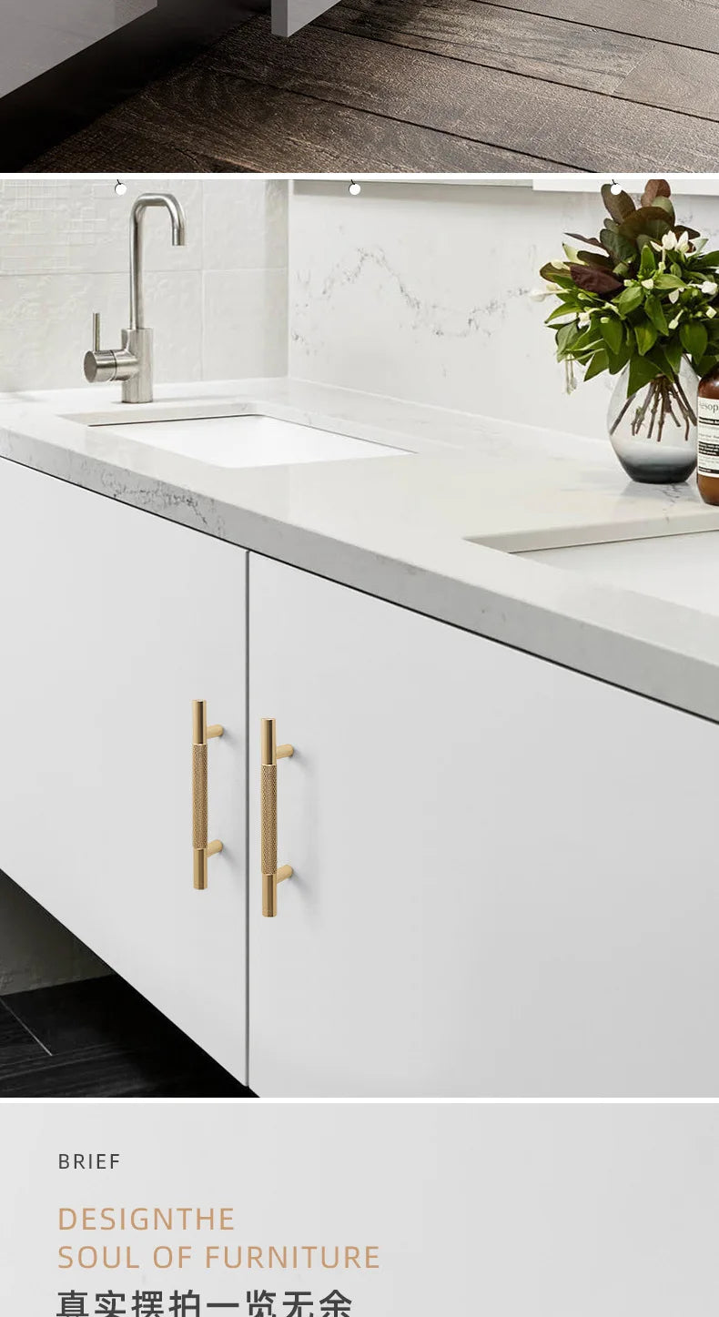 Black Gold Knurled Kitchen Cupboard Cabinet Storage Handles Closet T Bar Wardrobe Door Pulls Door Knobs Home Furniture Handles