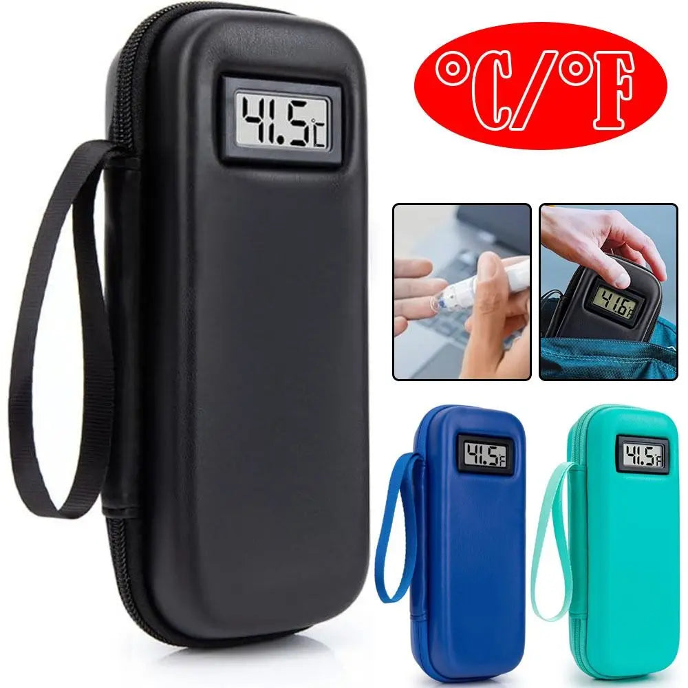 Insulin Cooler Travel Case with Thermometer Display Waterproof Medicine Organizer Bag Insulin Cooling Bag for Diabetics
