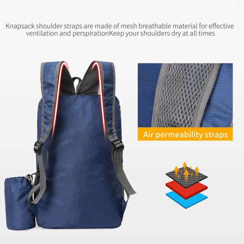 Minimalist Large Capacity Folding Backpack Unisex Portable Waterproof Outdoor Travel Sports Backpack Nylon Unisex Casual Backpac