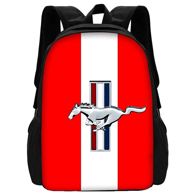 Child School Backpack with Fashion M-Mustangs car logo Lunch Bags ,Pencil Bags ,School Bags for Boys Girls Best Gift