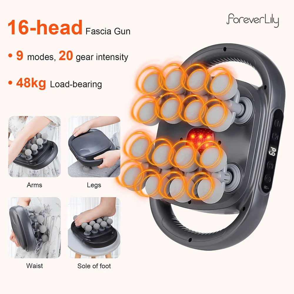 16-Head Fascia Gun High-Frequency Vibration Body Massage Gun Waist and Back  Massager Neck Shoulder Massager Muscle masajeador