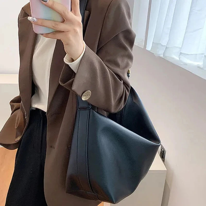 Vintage Pillow Design PU Leather Boston Handbag For Women Casual Large Capacity Shoulder Crossbody Bags Fashion Shopper Totes