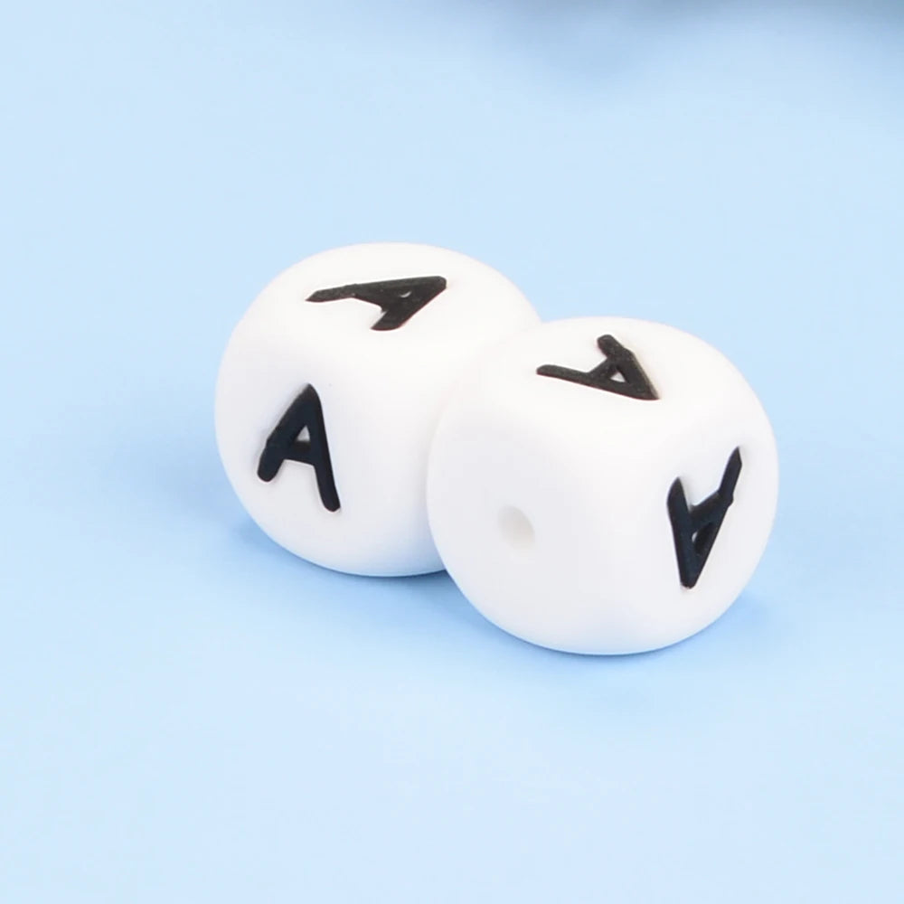 LOFCA 40pcs Alphabet Silicone Letter Beads 12mm Teething Beads Food Grade Teether English Letters Baby Nursing for Teething