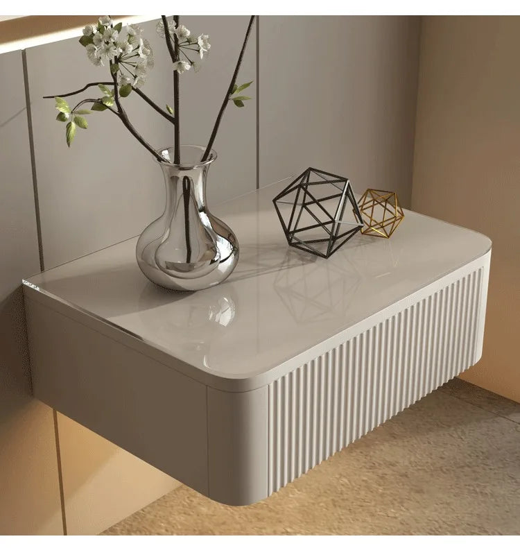 Floating Bedside Table Living Room Designer Nightstands Suspended Nightstand Storage Cabinet Wood Multifunctional Neat Bed Desk