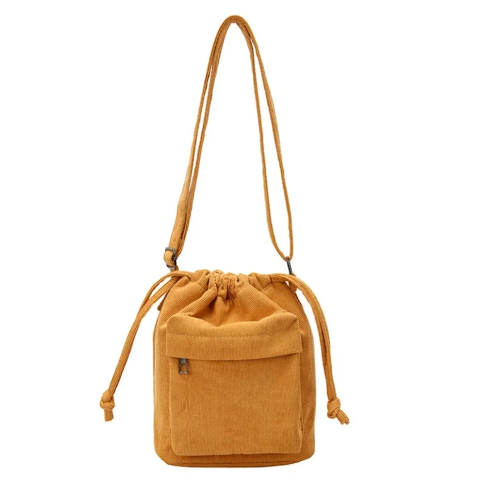 2025 New Women Bag Middle Shoulder Bag Korean Style Drawstring Bucket Bag Casual Light Youth Crossbody Bag Whole Sale