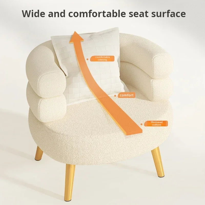 Modern Living Room1-Person Sofa Comfortable Bedroom Fluff Armchair Nordic Simple Nail Salon Makeup Chair Dressing Table Stool