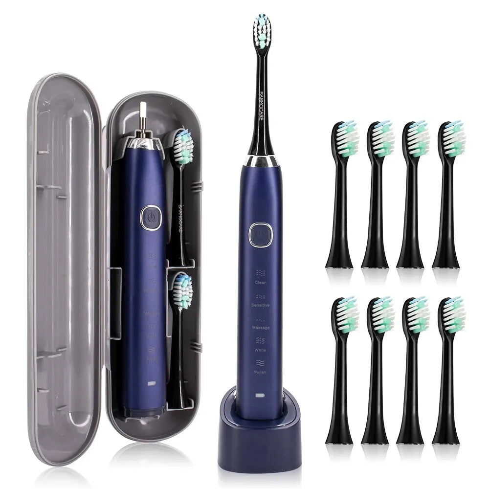 Sonic Electric Toothbrush Smart Ultrasonic Dental Teeth Whitening Rechargeable Adult Tooth Brush Sarmocare S100 With8 Brush Head