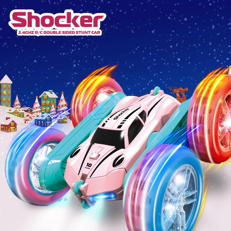 Remote control stunt car Light four-wheel drive double-sided swing arm rolling car Christmas children's toy remote control car