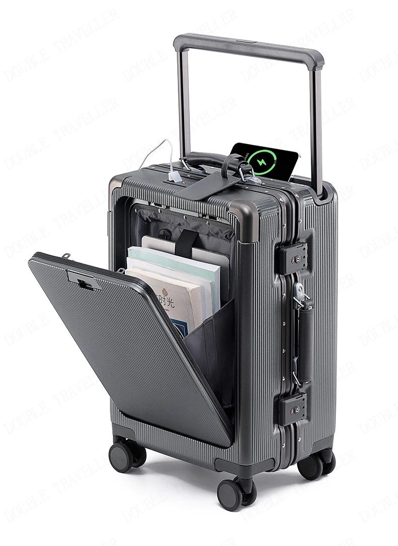 Aluminum Frame Luggage Password Carry on Luggage with Wheels Quiet Universal Wheel Fashion Travel Box Pull Rod Box