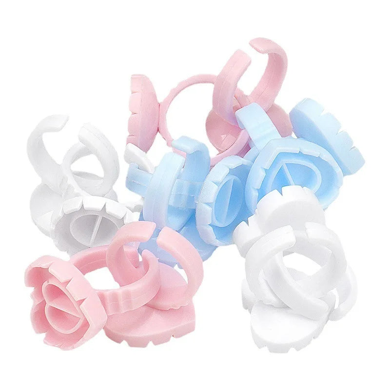 100PCS Glue Rings Lash Rings for Glue, Pigment Rings for Eyelash Extensions Eyelash Glue Holder Lash Glue Ring Smart Cups