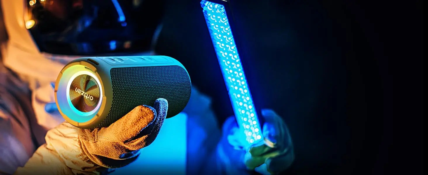 Ortizan X8 Pro Bluetooth Speaker Portable with 40W Stereo Sound,Rich Bass,IPX7 Waterproof, 30H Playtime, Mixed Color Lights,3 EQ