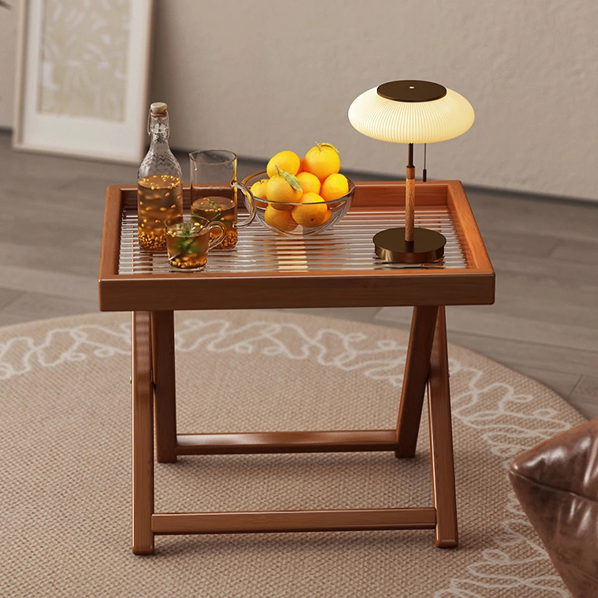 Bamboo Folding Side Table,Durable Tv Tray Bed Table,Small End Table For Living Room, Bedroom