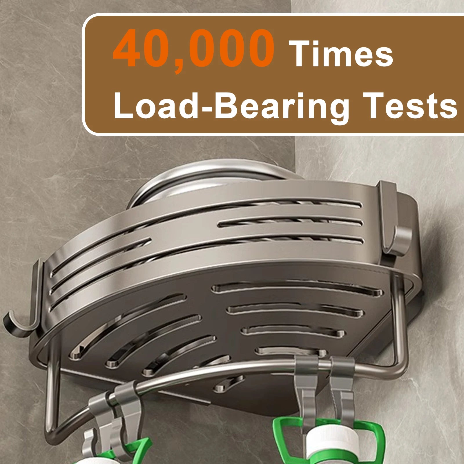 Triangular Shower Shelf with Hooks Suction Cup No Drill Bathroom Organizer Aluminum Corner Rack for Shampoo Soap Kitchen Storage