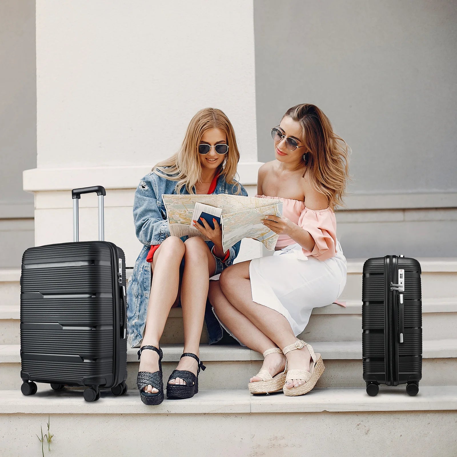 Travel Suitcase Rolling, Carry on Boarding Luggage Cabin Set with Cosmetic Case Spinner Wheels Travel Trolley Case 13 20 Inch