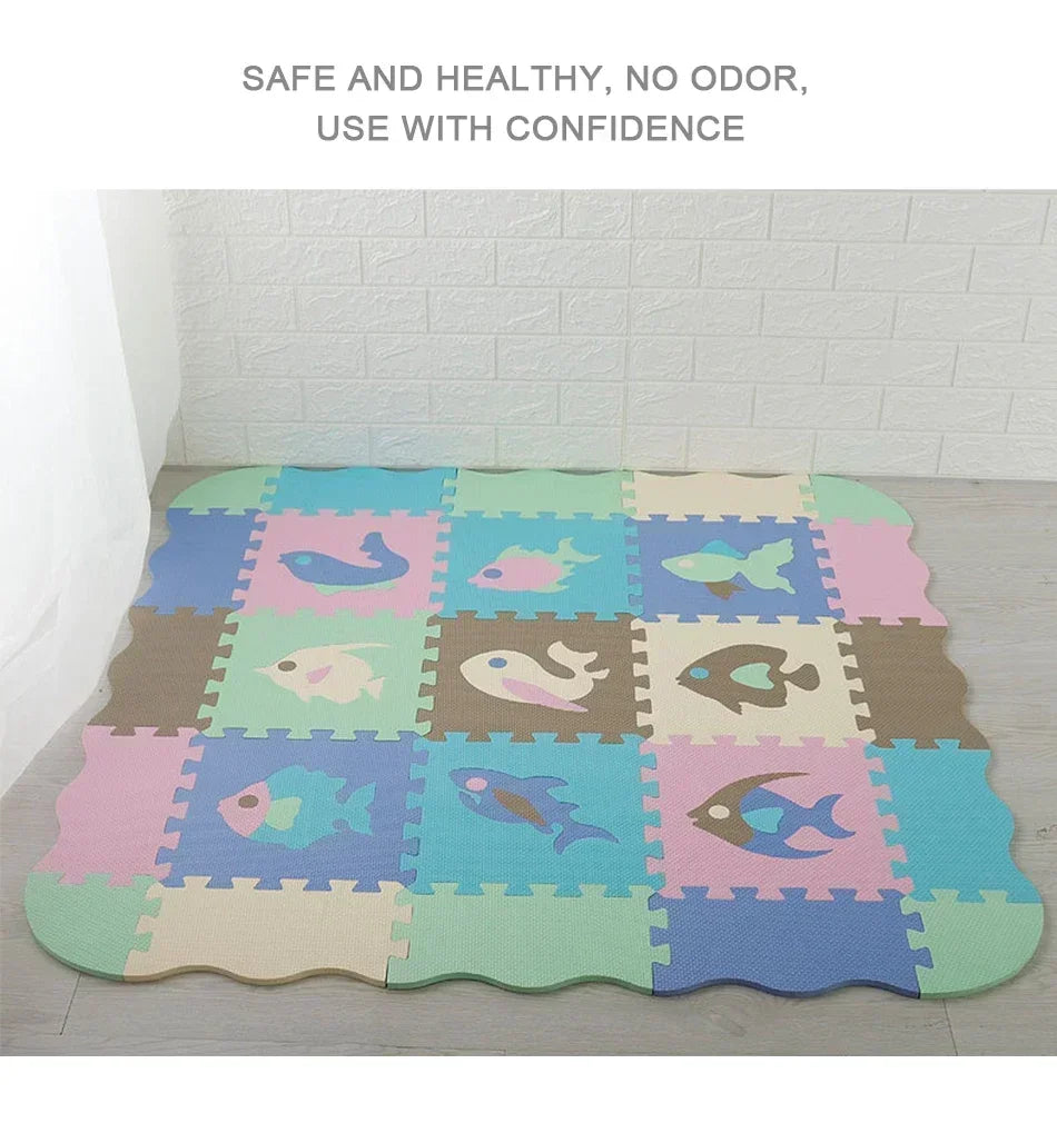 EVA Foam Play Mat with Fence Baby Puzzle Jigsaw Floor Mats Thick Carpet Pad for Kids Educational Toys Activity Pad Playmat