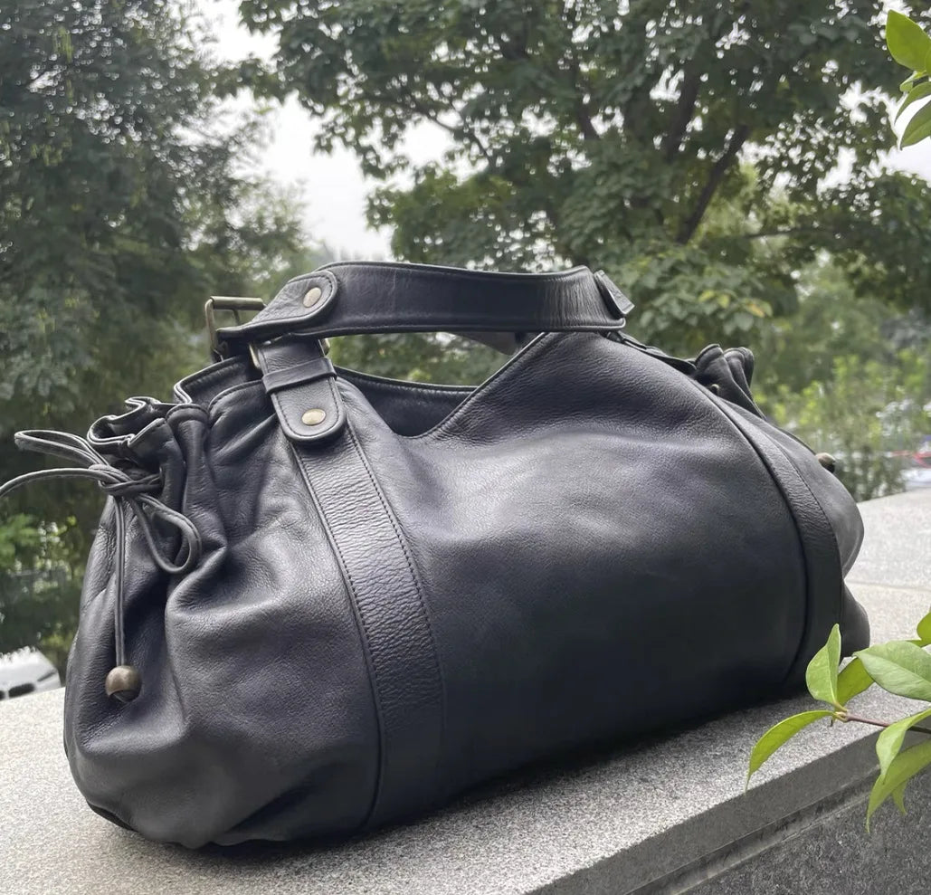 Fashion Large Capacity Boston Bag Designer Women Handbags Luxury Soft Crumpled Pu Leather Shoulder Crossbody Bags Commuter Bag