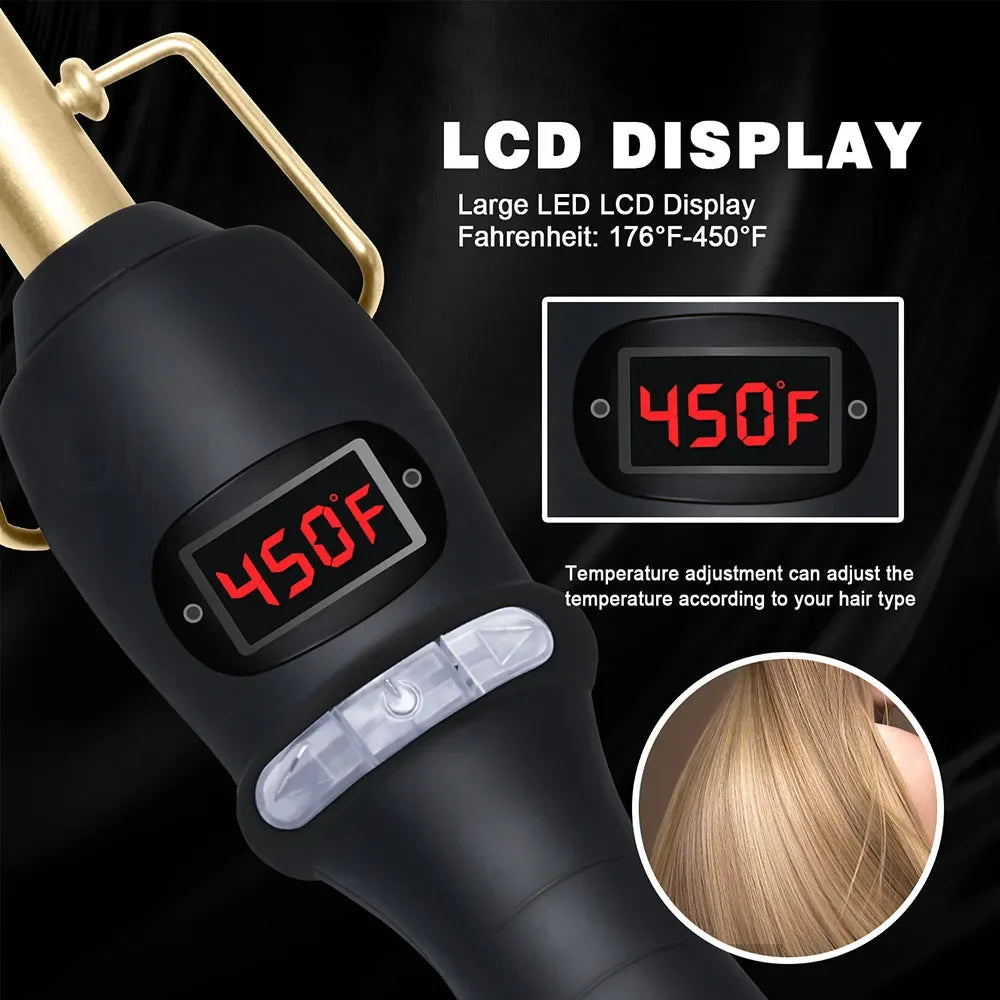 Hot Comb Straightener for Wigs and African Hair Flat Irons Fast Heating Straightening Brush Straight & Curler Roller Styler Tool