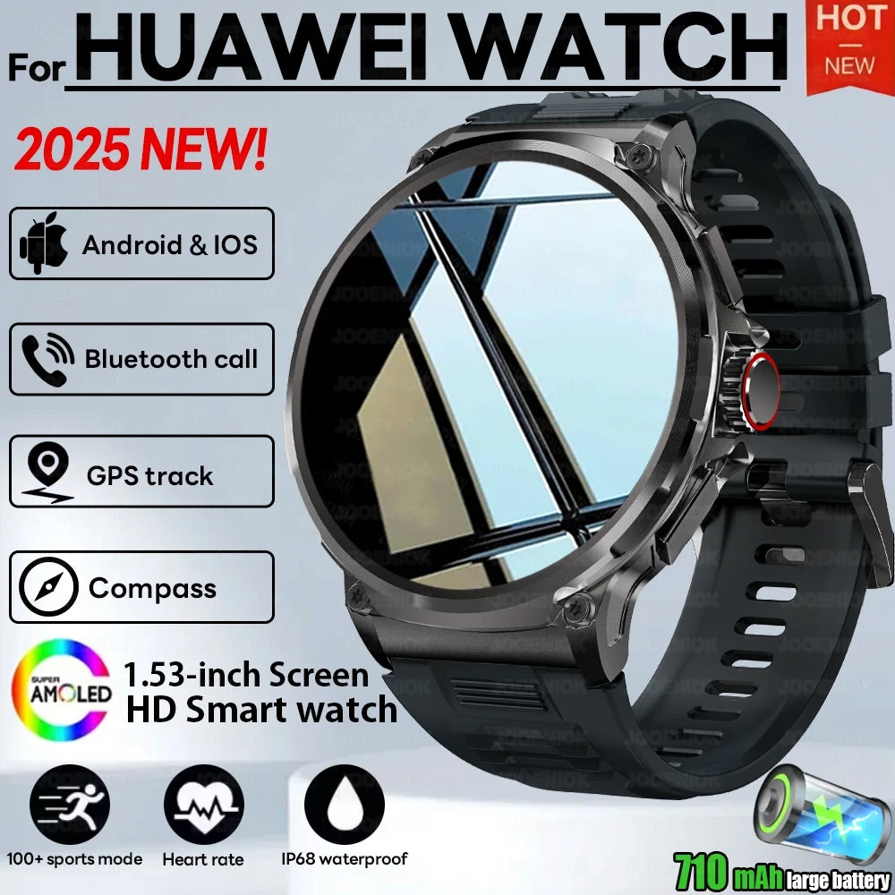 2025 New Military GPS V69 Smart Watch Men 1.85 inch 710 mAh Heart Rate GPS Sports IP68 Waterproof Bluetooth Talk  Smartwatch Man