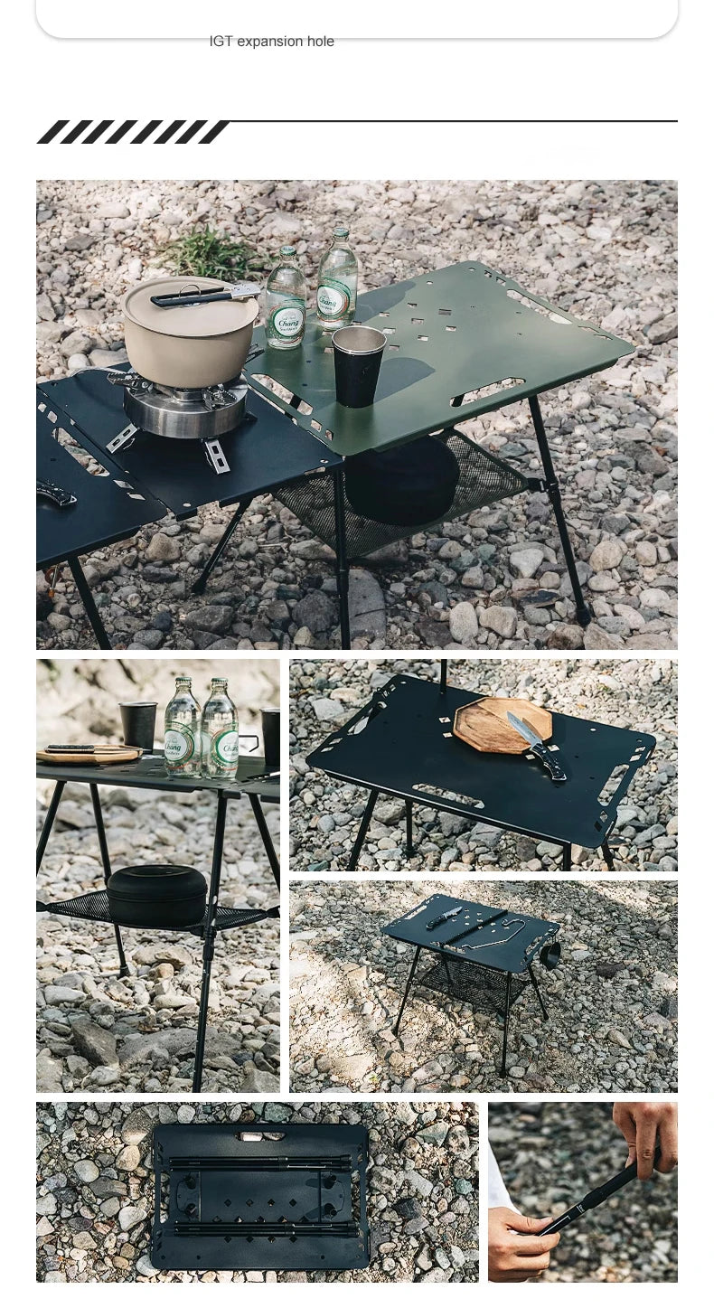 WESTTUNE Outdoor IGT Tactical Table Lightweight Multifunctional Folding Aluminum Alloy Camping Picnic Table with Adjustable Legs