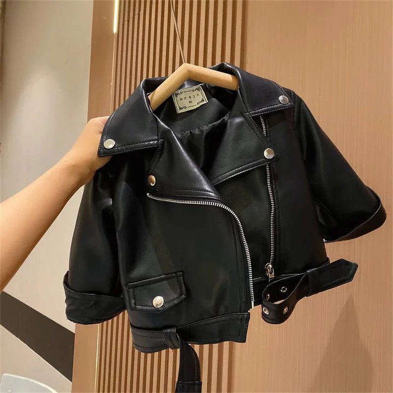 Boys Handsome Leather Jackets Kids 2-8 Years New Classics Spring Autumn Coats Baby Children Pu Outerwear Kids Zipper Fly Clothes