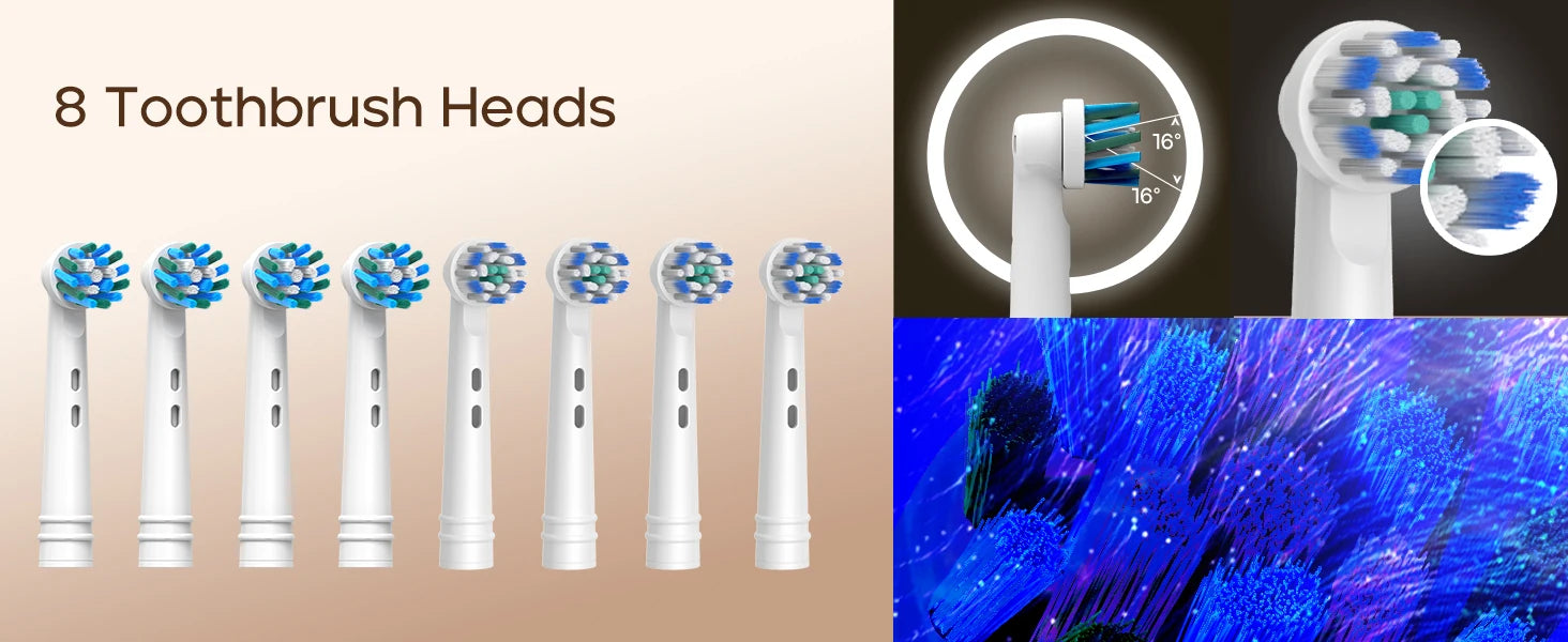 Seago Rotating Electric Rechargeable Toothbrush Teeth Cleaning with 8 Brush Toothbrush Heads 5 Modes Portable Smart Timer