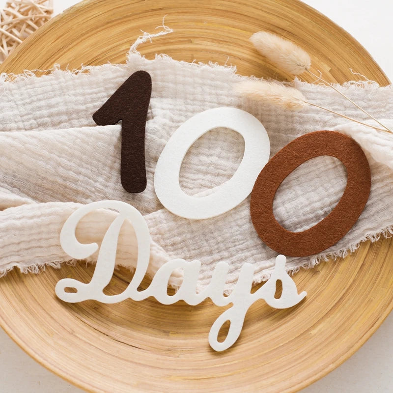 Felt 0 12 month Newborn Photography Props Milestone Newborn Accessories Photography Shooting Prop Baby Room Decorate Accessories