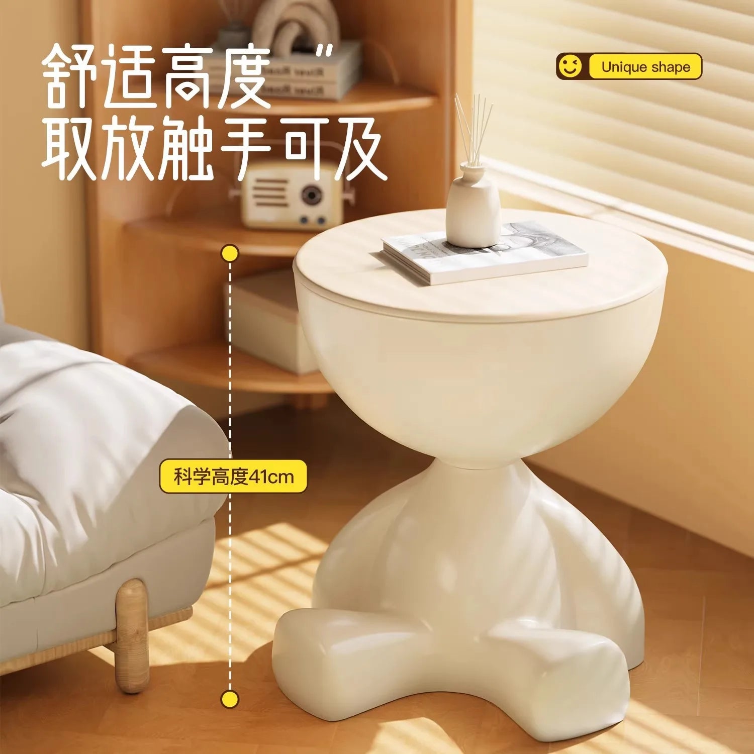 37*41cm Creative Bedside Table Home Sofa Side Shelf Bedroom Balcony Movable Mini Bear Table Coffee Table