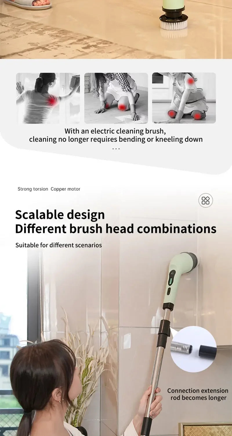 Cordless Spin Scrubber Electric Multipurpose Cleaning Brush for Kitchen Bathroom Toilet - Household Hair Brushes And Mops