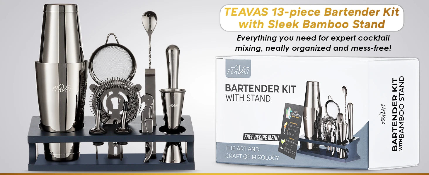 TEAVAS 25 Pieces Mixology Bartender Kit with Cocktail Shaker & Japanese Jigger - Cocktail & Alcohol Mixer Shaker Set - barware
