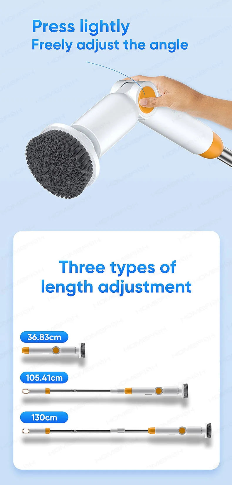 HOMFISH 2025 NEW 8-in-1 Electric Spin Scrubber Wireless Cleaning Brush  Waterproof Bathroom Scrubber Adjustable Extension Handle