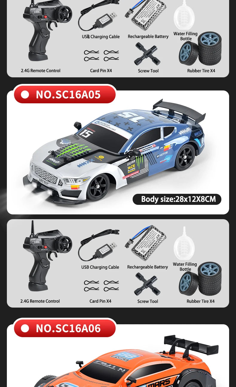 1/16 RC Car AE86 4x4 High-Speed RC Drift Cars 2.4G Remote Control Racing Vehicle 18km/h Waiting For Light Spray Toys for Boys