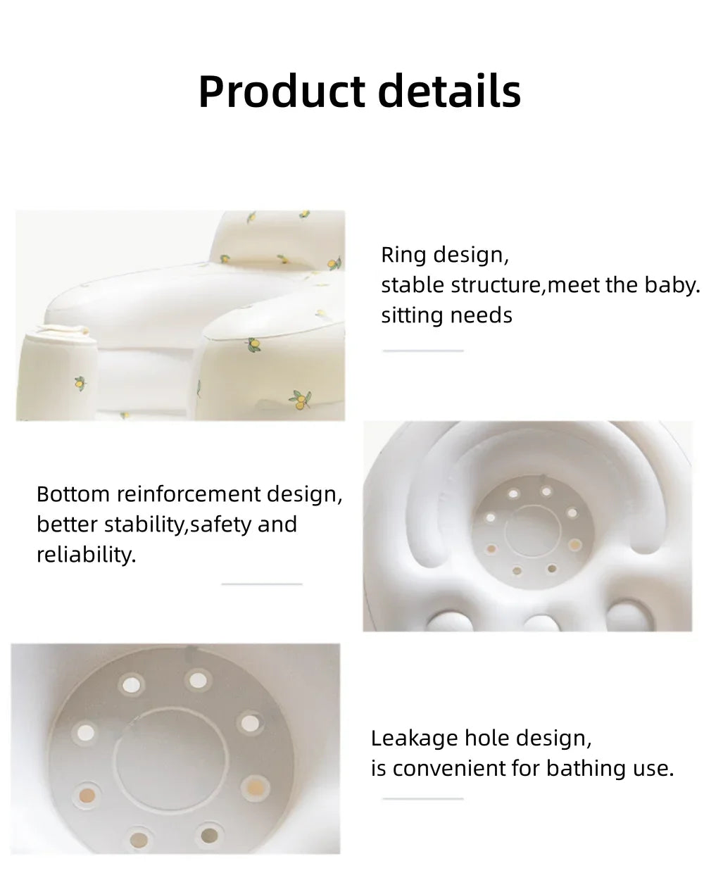 OTAUTAU Children Inflatable Sofa Chair Portable Inflatable Sofa Pool Float Baby Seat Back Support Anti-Fall Baby Bath Stool