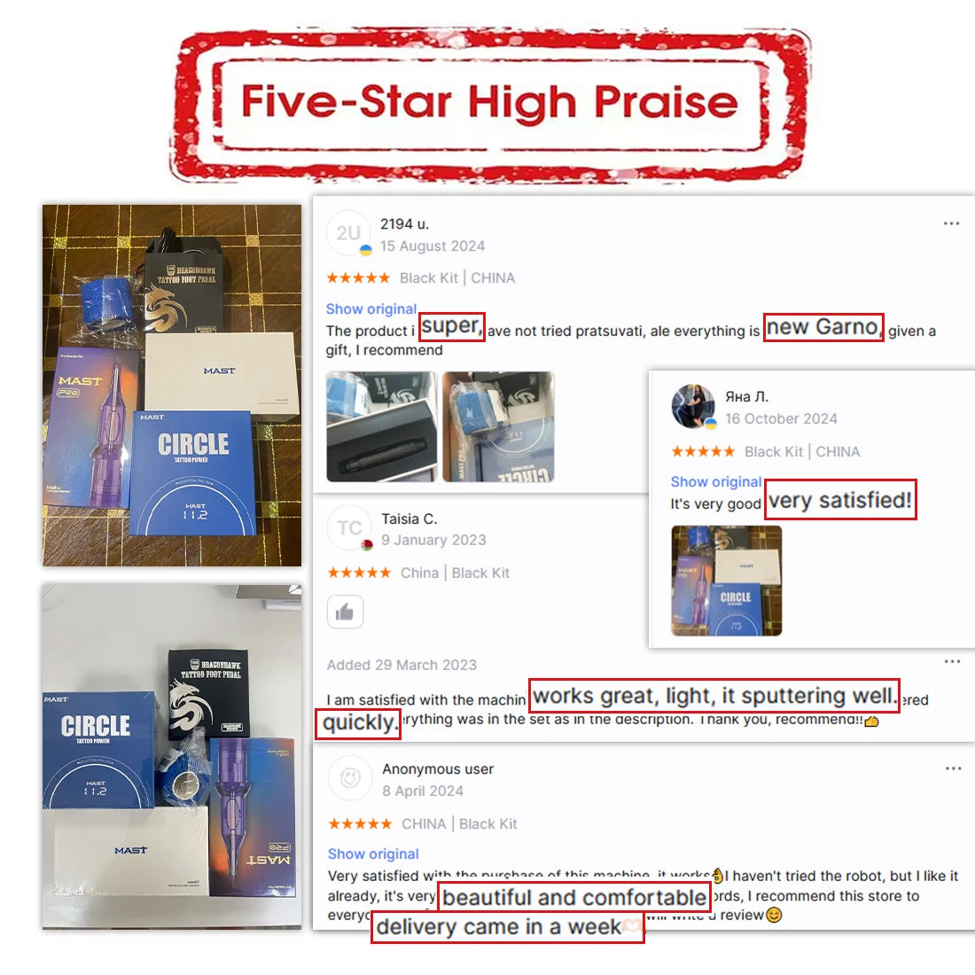 Mast P10 Ultra Tattoo RCA Machine Pen Makeup Permanent Kit New OLED Screen Power Supply Cartridge Needles Set Tattoo Kits